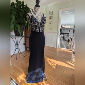 Betsy & Adam V neck beaded velvet dress